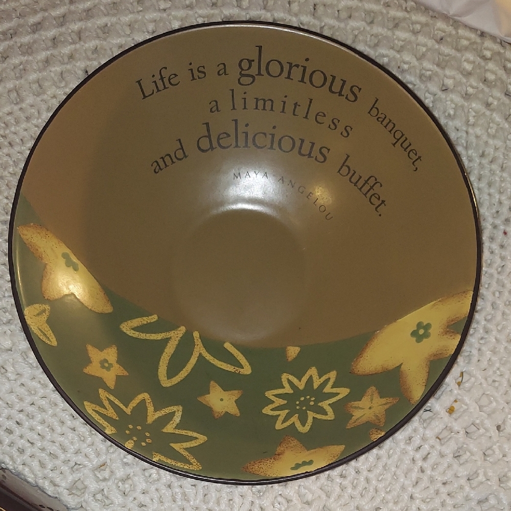 Decorative Floral Bowl with Inspirational Quote